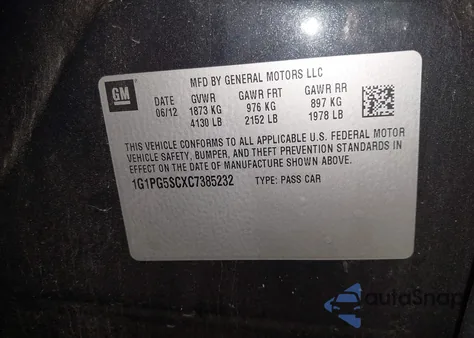 2012 Chevrolet Cruze 2Lt z USA, uszkodzony, nr VIN 1G1PG5SCXC7385232